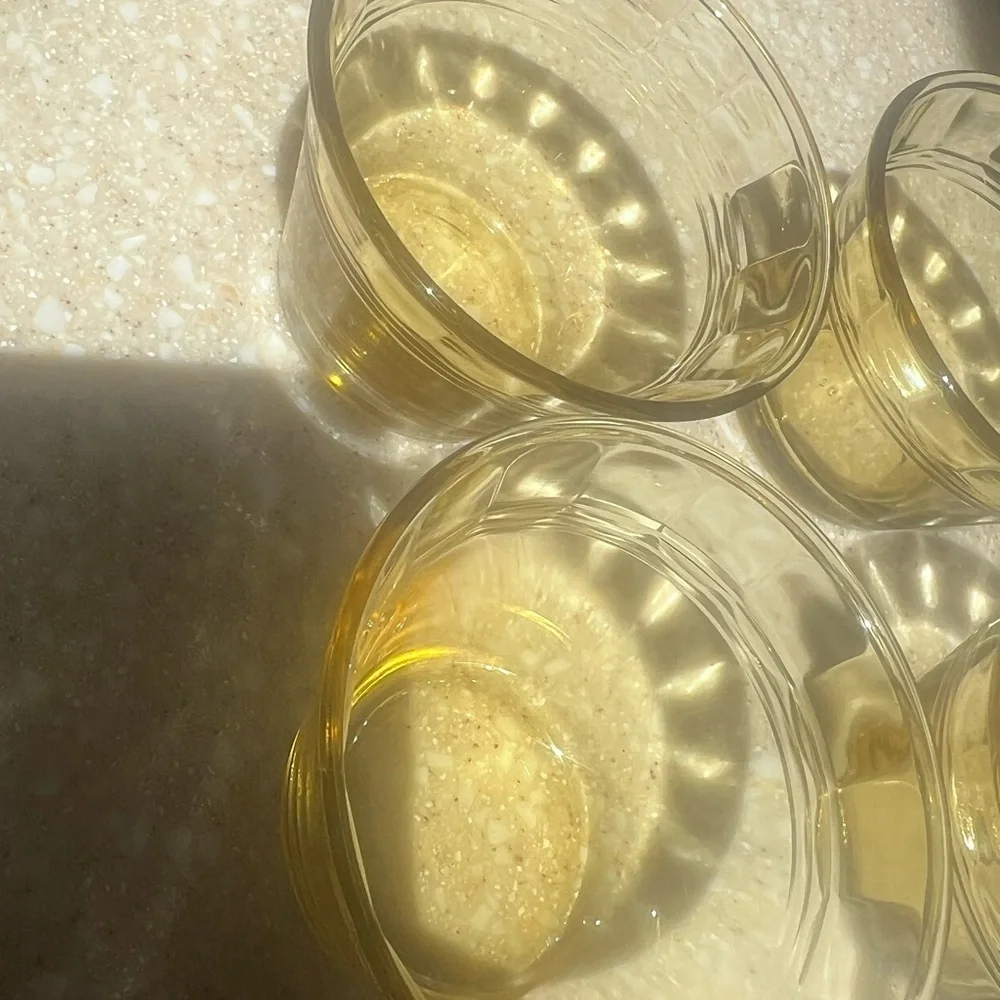 Vintage Amber yellow Pudding Cups marked Mexico